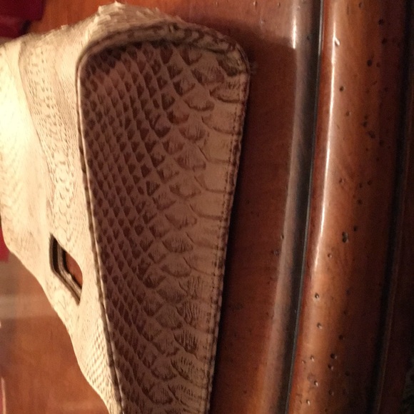 JJ Winters gold crocodile embossed clutch